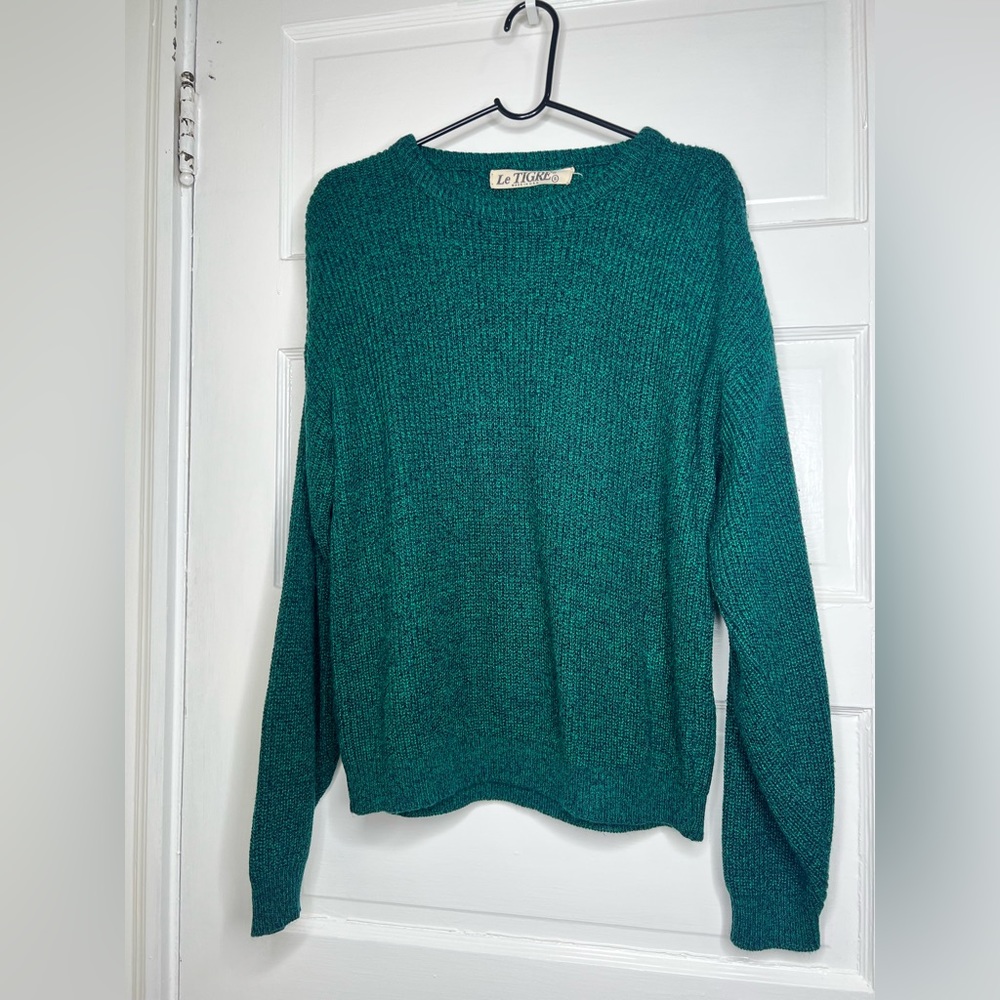 Le Tigre vintage 80s 90s marled green blue sweater small shakerstitch